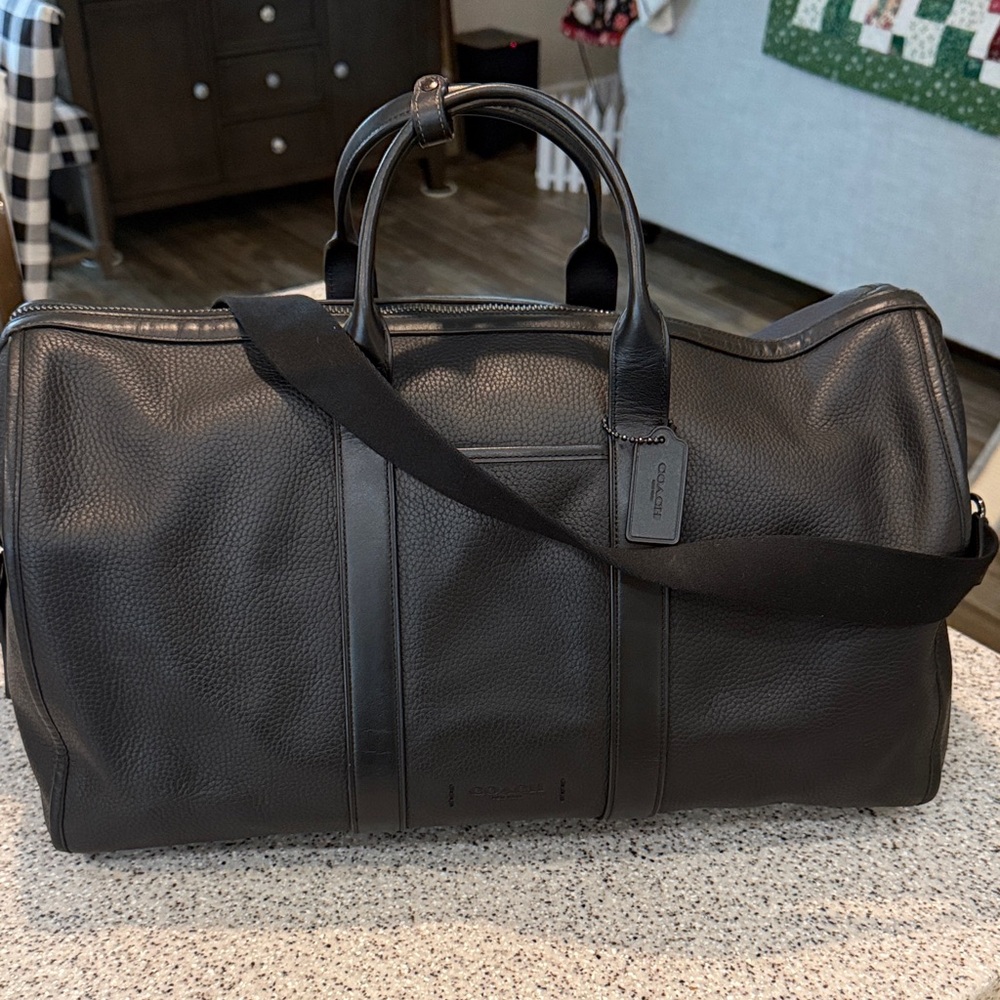 Coach Black Leather Duffel Bag